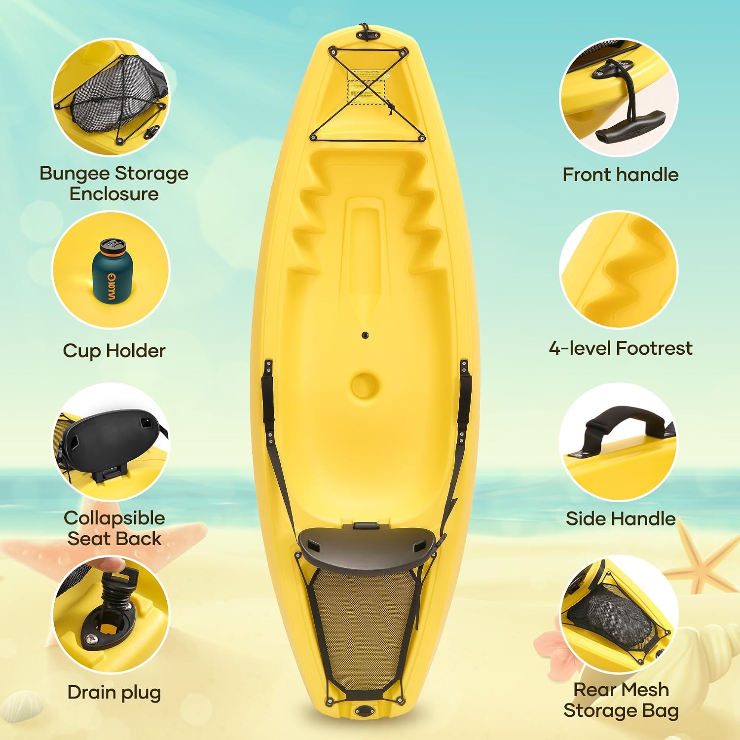 Kayak with Paddle 6.5 FT Recre - đánh giá và giá Fishing Kayak Paddle